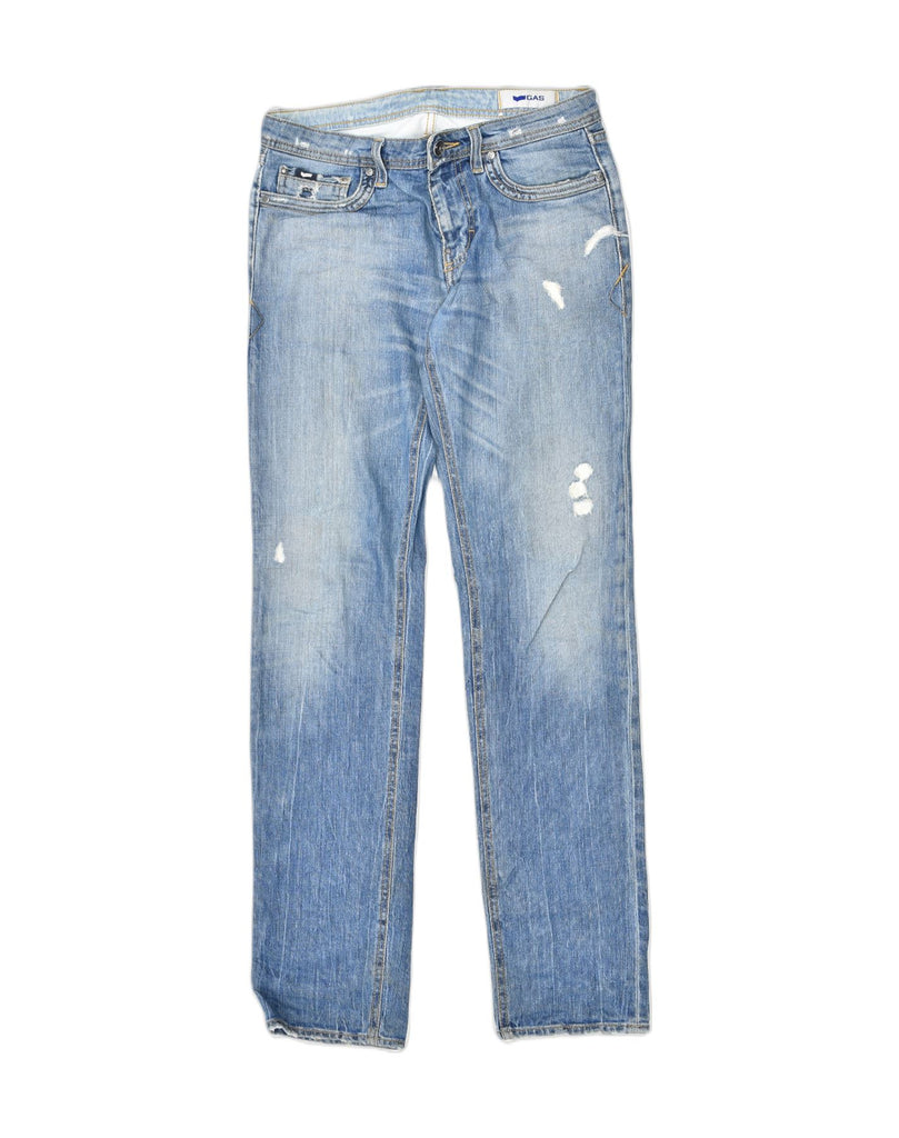 GAS Mens Distressed Slim Jeans W30 L34 Blue | Vintage Gas | Thrift | Second-Hand Gas | Used Clothing | Messina Hembry 