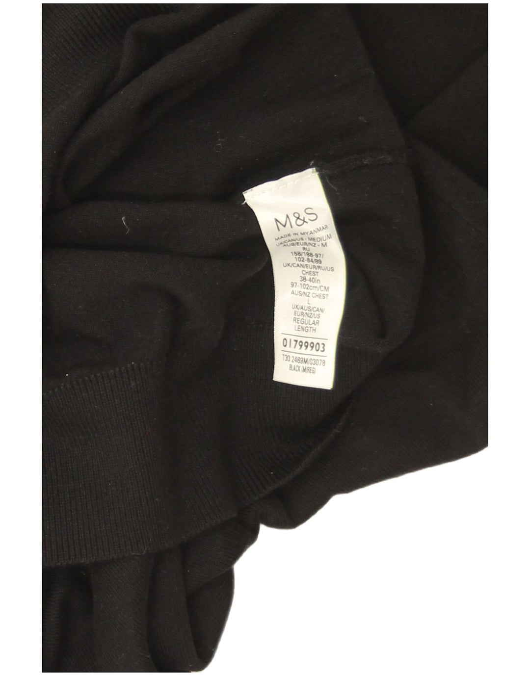 Marks & Spencer Womens Roll Neck Jumper Sweater UK 14 Medium Black Cotton