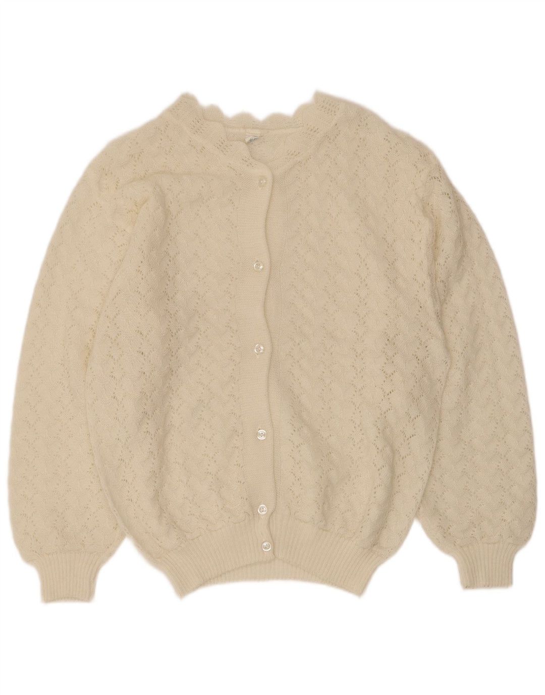 Vintage Womens Cardigan Sweater UK 16 Large Off White Polyacrylic