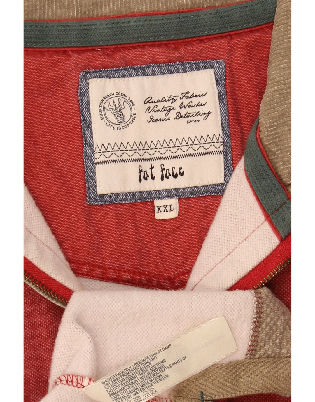 Fat Face Mens Zip Neck Sweatshirt Jumper 2XL Red Cotton