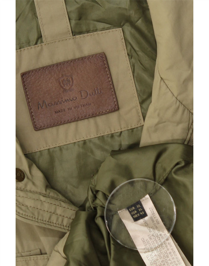 Massimo Dutti Mens Utility Jacket UK 42 XL Khaki Nylon