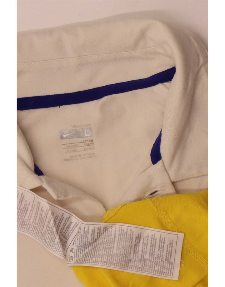 Nike Mens Polo Shirt Large Yellow Colourblock Nylon