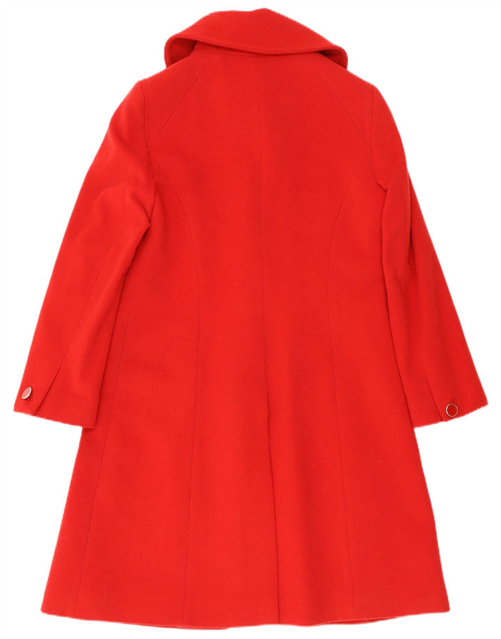 HOBBS Womens Overcoat UK 12 Medium Red Wool
