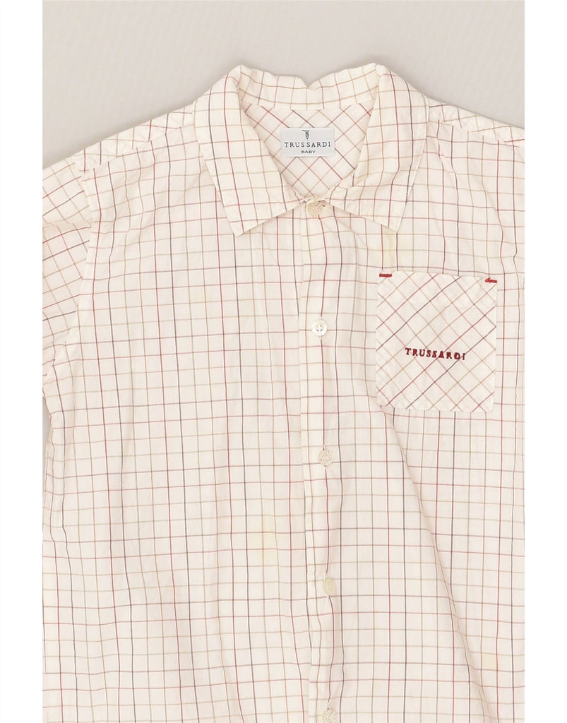 TRUSSARDI Boys Shirt 4-5 Years Off White Check Cotton | Vintage Trussardi | Thrift | Second-Hand Trussardi | Used Clothing | Messina Hembry 