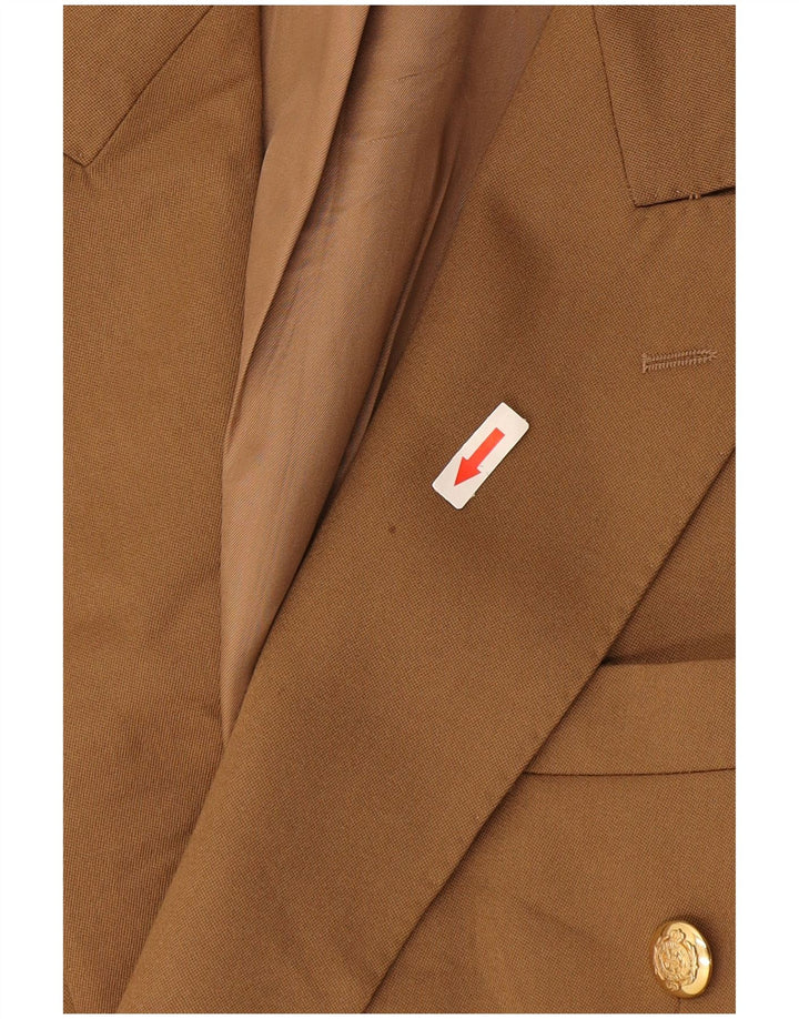 Marks & Spencer Mens Double Breasted Blazer Jacket UK 42 Large Beige Wool