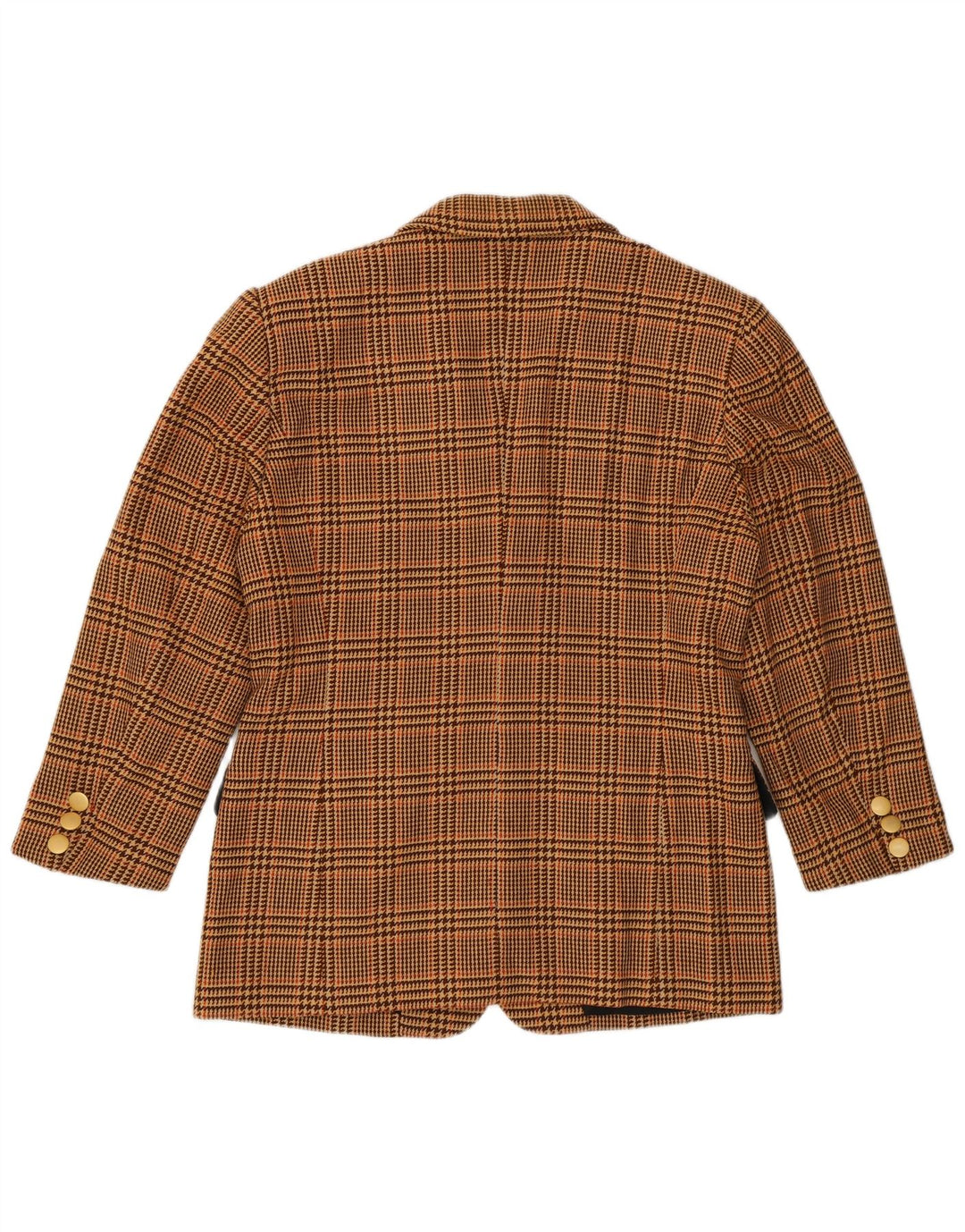 Vintage Womens 3/4 Sleeve Blazer Jacket IT 44 Medium Brown Houndstooth