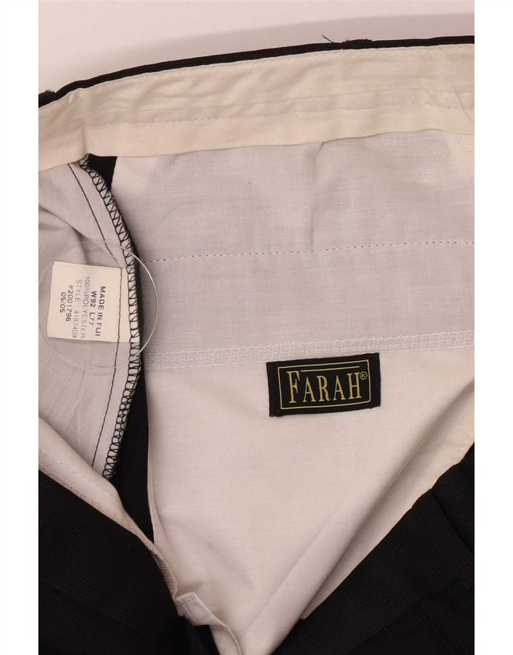Farah Mens Pegged Suit Trousers W36 L30 Black Polyester