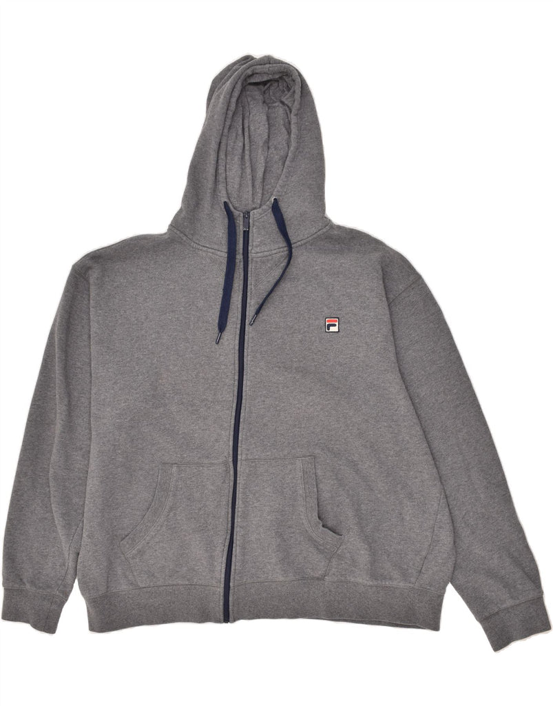 FILA Mens Zip Hoodie Sweater 2XL Grey Cotton | Vintage Fila | Thrift | Second-Hand Fila | Used Clothing | Messina Hembry 