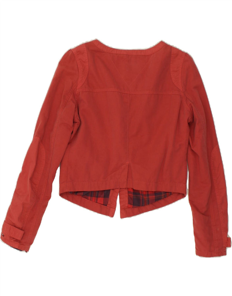 TOMMY HILFIGER Womens Crop 1 Button Blazer Jacket UK 14 Large Red Cotton Vintage Tommy Hilfiger and Second-Hand Tommy Hilfiger from Messina Hembry 