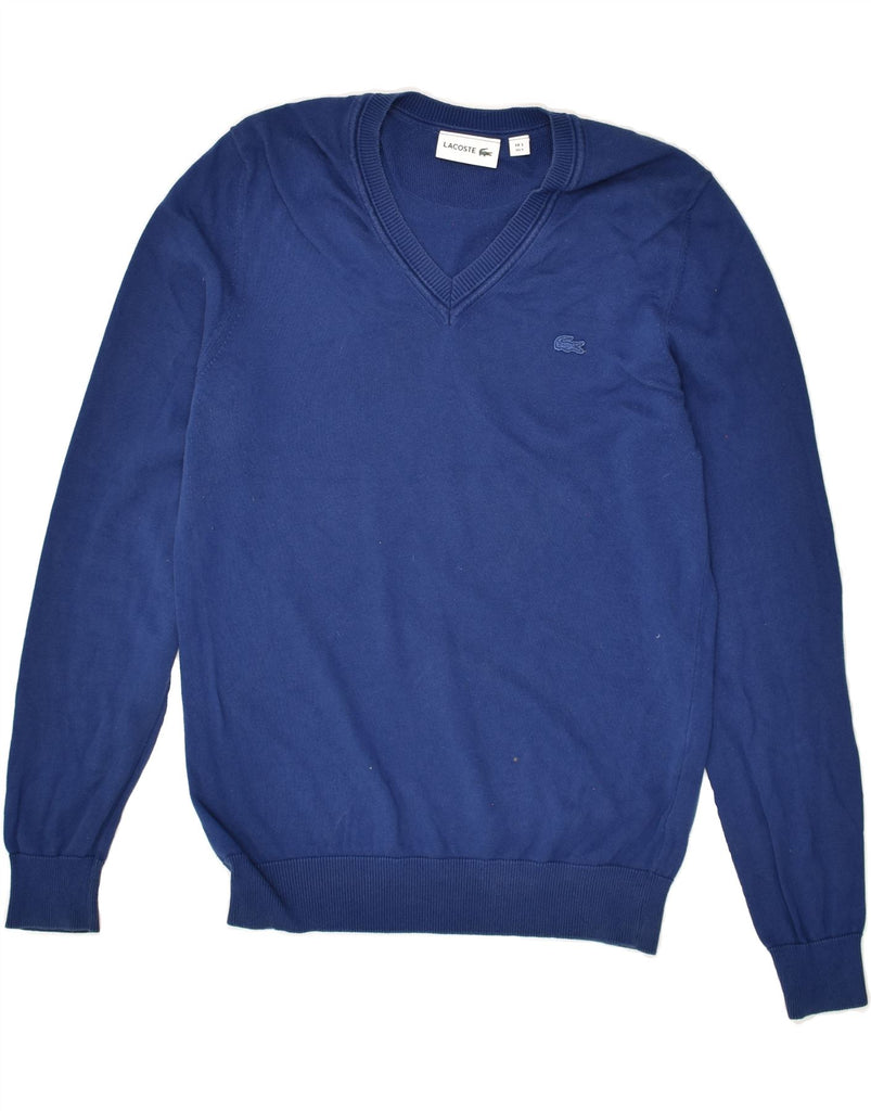 LACOSTE Mens V-Neck Jumper Sweater Size 3 XS Blue Cotton | Vintage Lacoste | Thrift | Second-Hand Lacoste | Used Clothing | Messina Hembry 