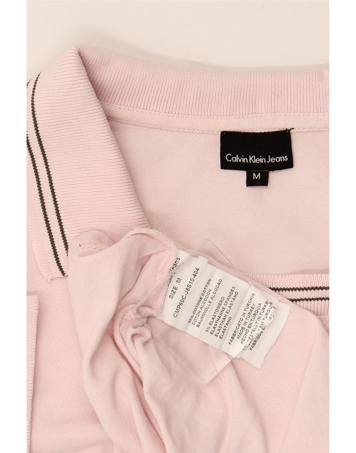 CALVIN KLEIN JEANS Mens Graphic Polo Shirt Medium Pink Cotton