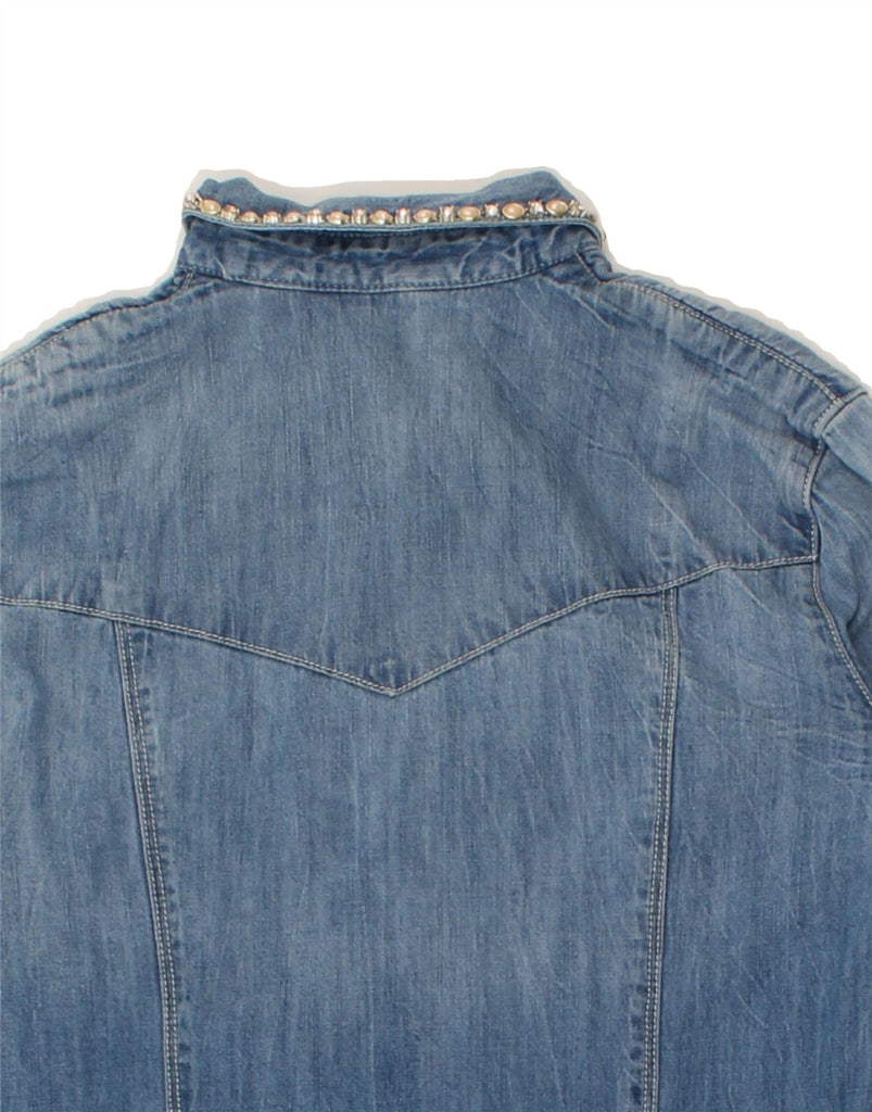 GUESS Womens Denim Shirt UK 6 XS Blue Cotton | Vintage Guess | Thrift | Second-Hand Guess | Used Clothing | Messina Hembry 