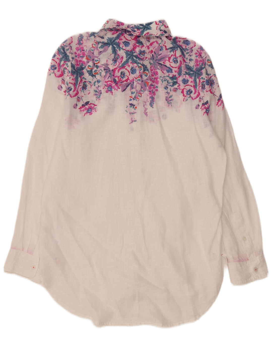 Joules Womens Oversized Shirt UK 8 Small White Floral Linen