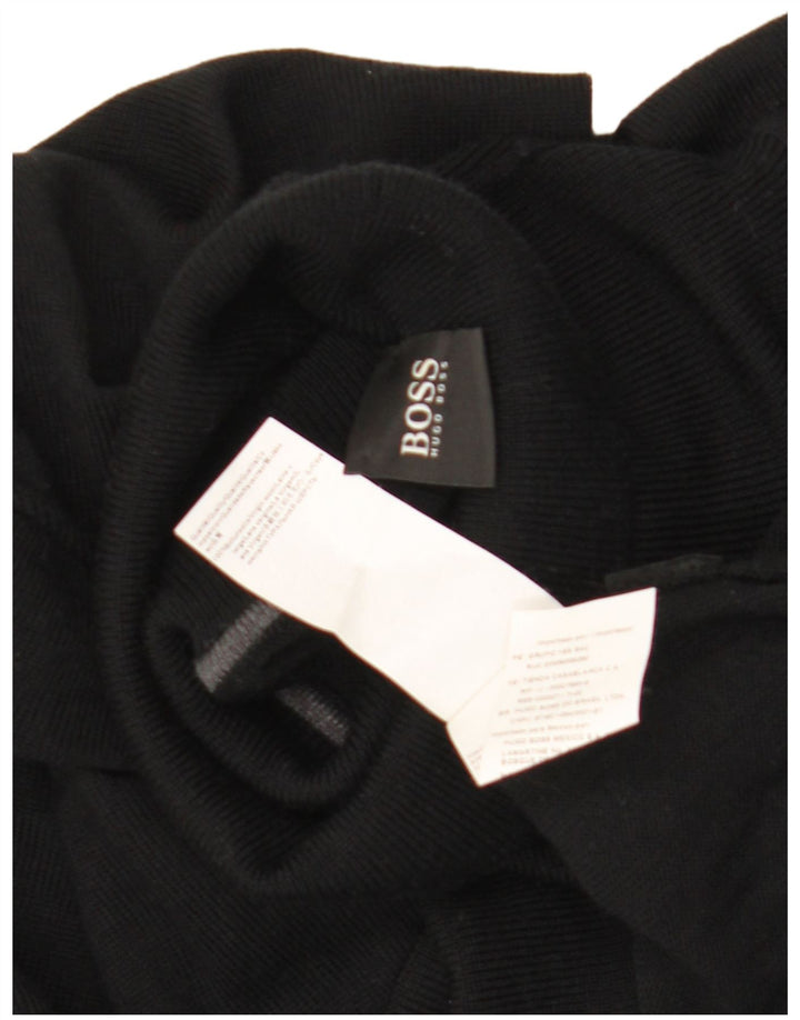 Hugo Boss Mens Roll Neck Jumper Sweater 2XL Black Wool