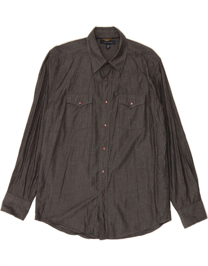 TOMMY HILFIGER Mens Shirt Large Grey Cotton Vintage Tommy Hilfiger and Second-Hand Tommy Hilfiger from Messina Hembry 