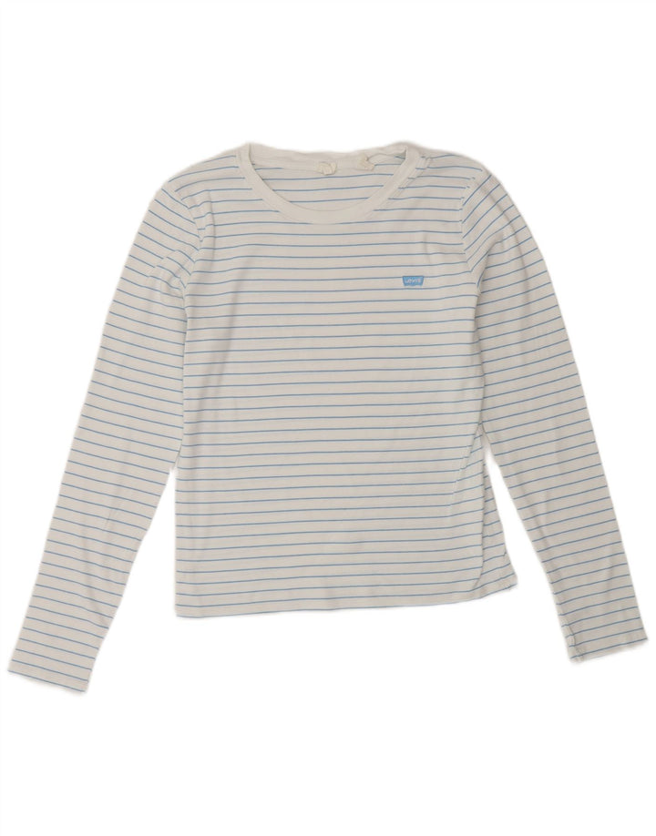 Levi's Womens Top Long Sleeve UK 12 Medium White Striped
