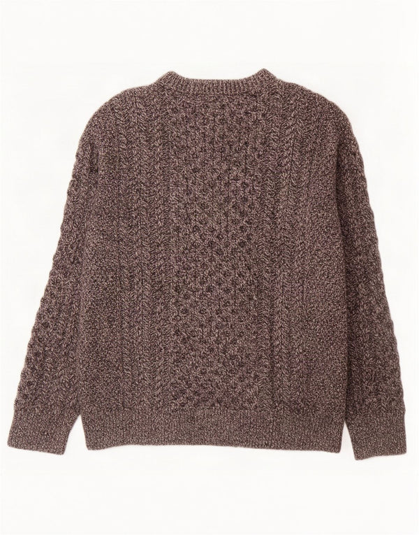 Original Aran CO. Mens Crew Neck Jumper Sweater XL Grey Merino Wool