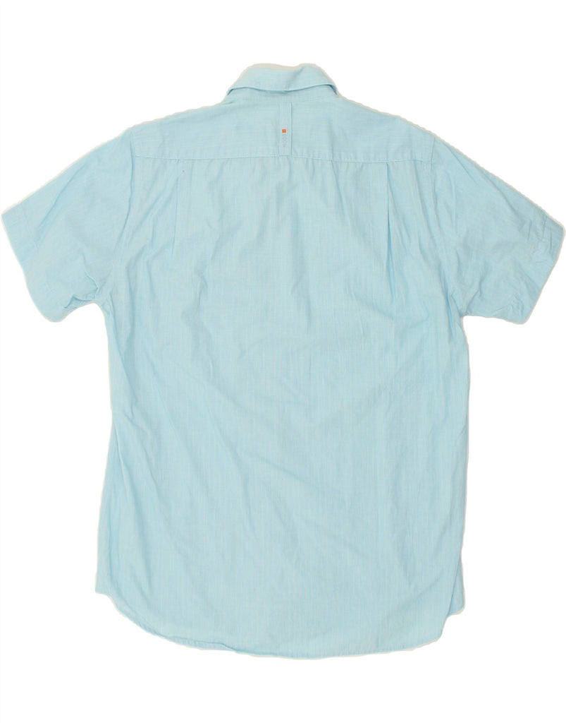 HUGO BOSS Mens Short Sleeve Shirt Medium Blue Striped | Vintage Hugo Boss | Thrift | Second-Hand Hugo Boss | Used Clothing | Messina Hembry 