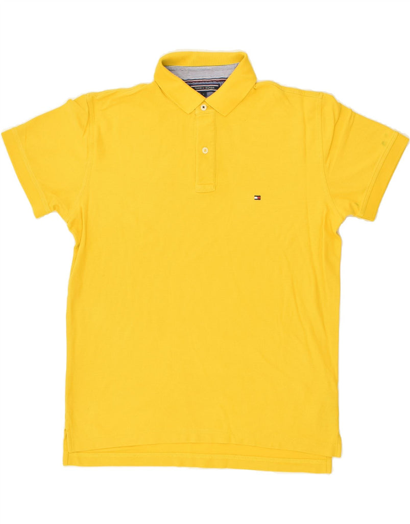 TOMMY HILFIGER Mens Polo Shirt Large Yellow Cotton | Vintage Tommy Hilfiger | Thrift | Second-Hand Tommy Hilfiger | Used Clothing | Messina Hembry 
