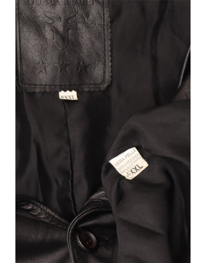 Wake Womens Leather Coat UK 22 3XL Black Leather