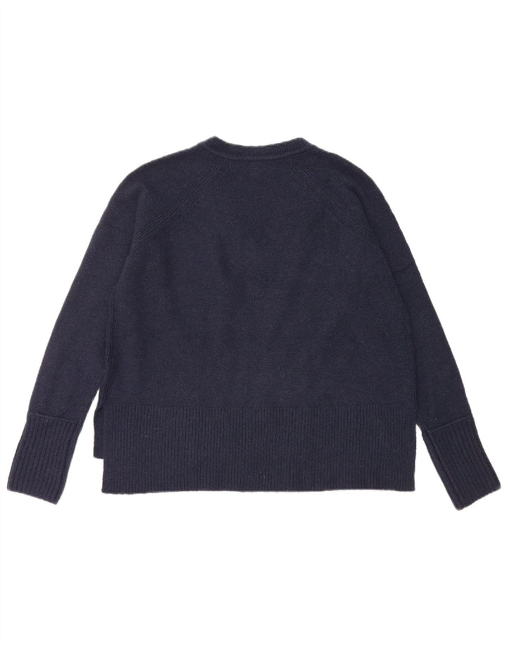 J. CREW Womens Oversized V-Neck Jumper Sweater UK 10 Small Navy Blue