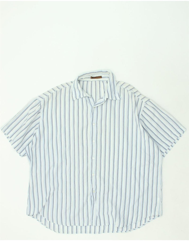 JULES Mens Short Sleeve Shirt 2XL Blue Striped Polyester | Vintage Jules | Thrift | Second-Hand Jules | Used Clothing | Messina Hembry 