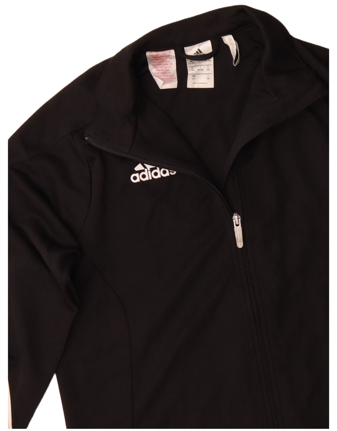 Adidas Boys Climalite Tracksuit Top Jacket 13-14 Years Black Polyester