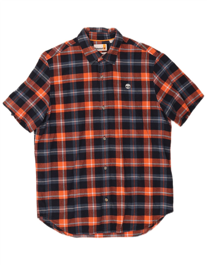 Timberland Mens Short Sleeve Regular Fit Shirt Medium Navy Blue Check
