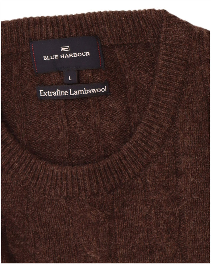 Marks & Spencer Mens Blue Harbour Crew Neck Jumper Sweater Large Brown