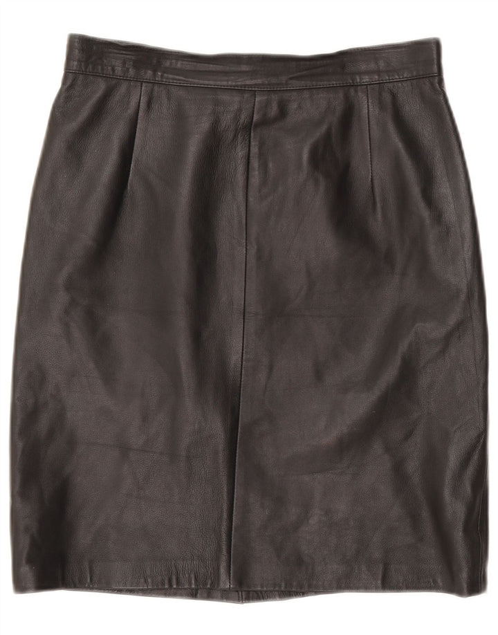 Vintage Womens Leather Skirt IT 46 Large W32  Black Leather