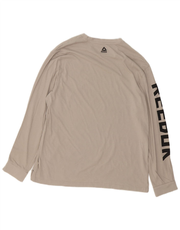 Reebok Mens Graphic Top Long Sleeve Large Grey Cotton