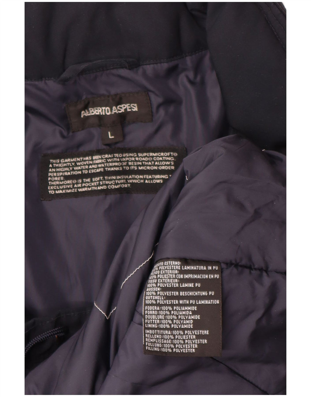 Alberto Aspesi Mens Hooded Military Jacket UK 40 Large Navy Blue Polyester
