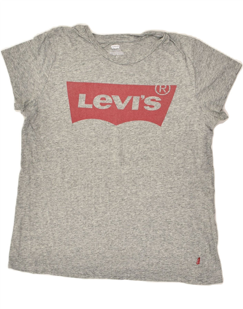 LEVI'S Womens Graphic T-Shirt Top UK 14 Medium Grey Cotton | Vintage Levi's | Thrift | Second-Hand Levi's | Used Clothing | Messina Hembry 