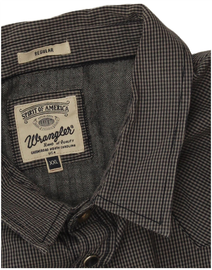 Wrangler Mens Western Regular Fit Shirt 2XL Navy Blue Gingham Cotton