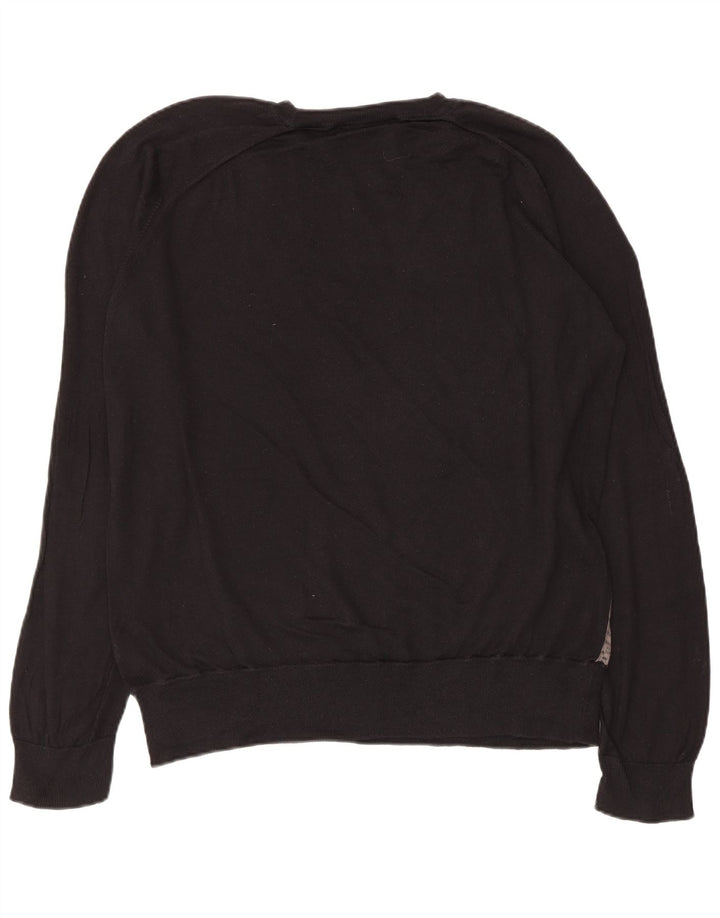 FRENCH CONNECTION Mens Boat Neck Jumper Sweater Large Black Geometric