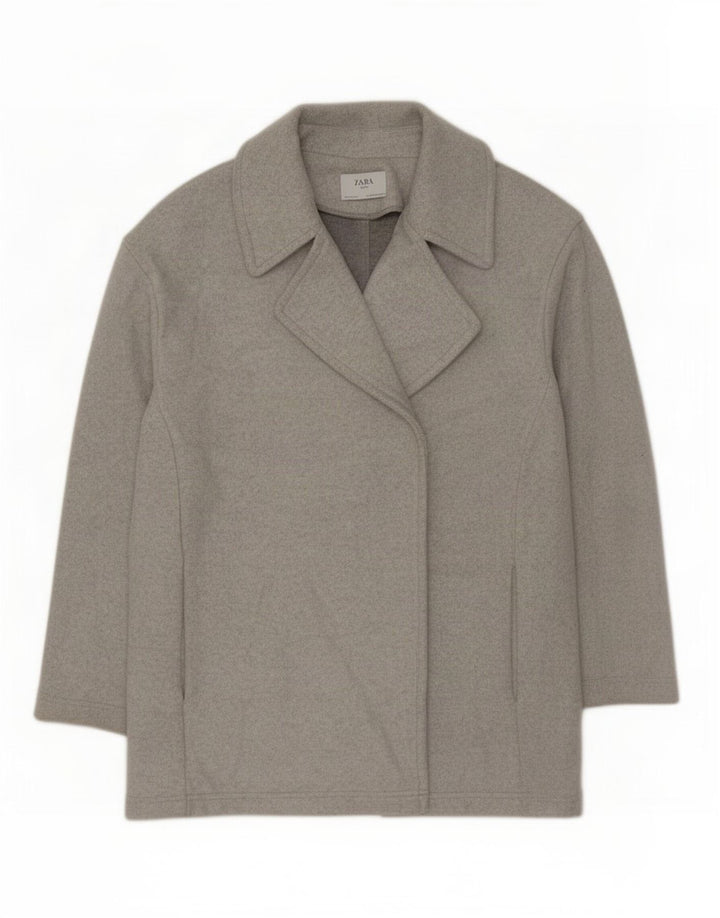 Zara Womens Overcoat UK 14 Medium Grey Polyester
