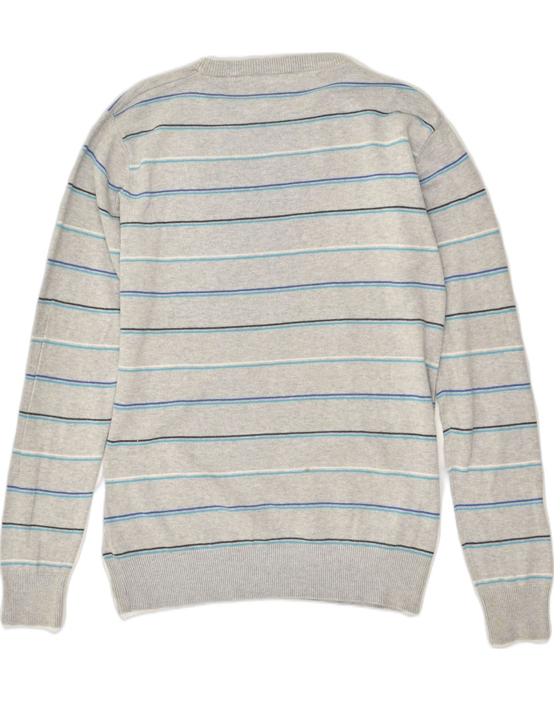 JACK & JONES Mens Crew Neck Jumper Sweater Medium Grey Striped Cotton | Vintage Jack & Jones | Thrift | Second-Hand Jack & Jones | Used Clothing | Messina Hembry 