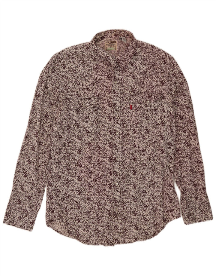 Levi's Mens Shirt Medium Burgundy Floral Cotton