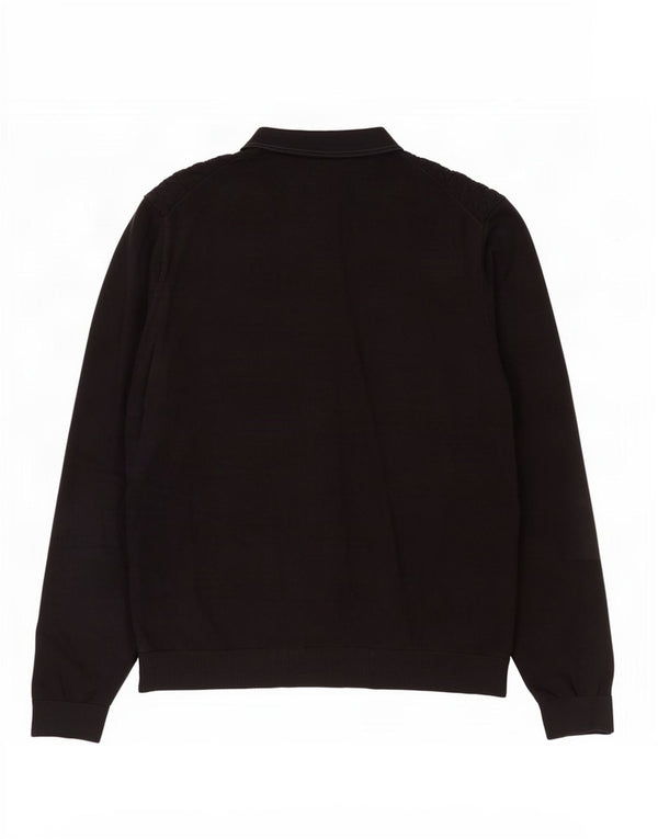 Marks & Spencer Mens Polo Neck Jumper Sweater 2XL Black Cotton