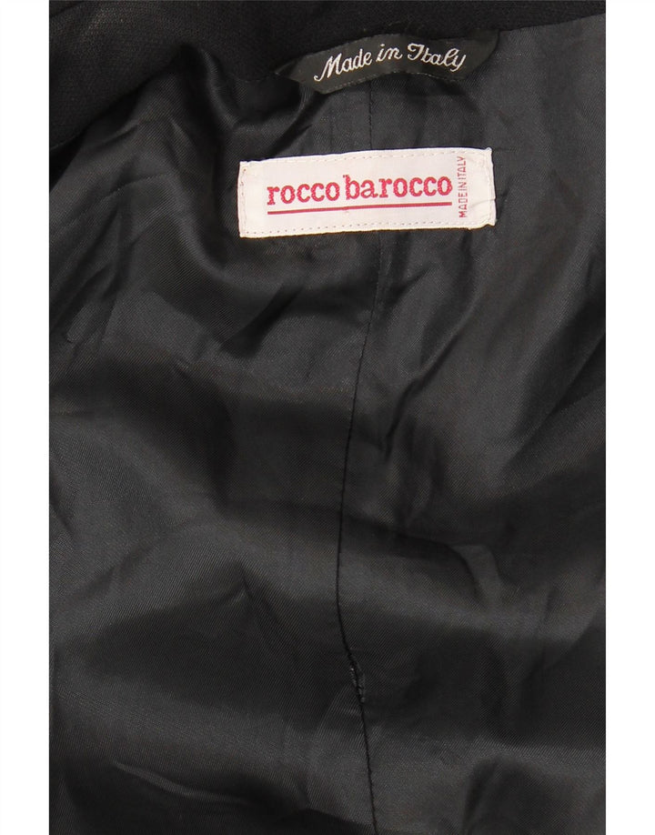 Roccobarocco Womens Longline 3 Button Blazer Jacket UK 16 Large Black
