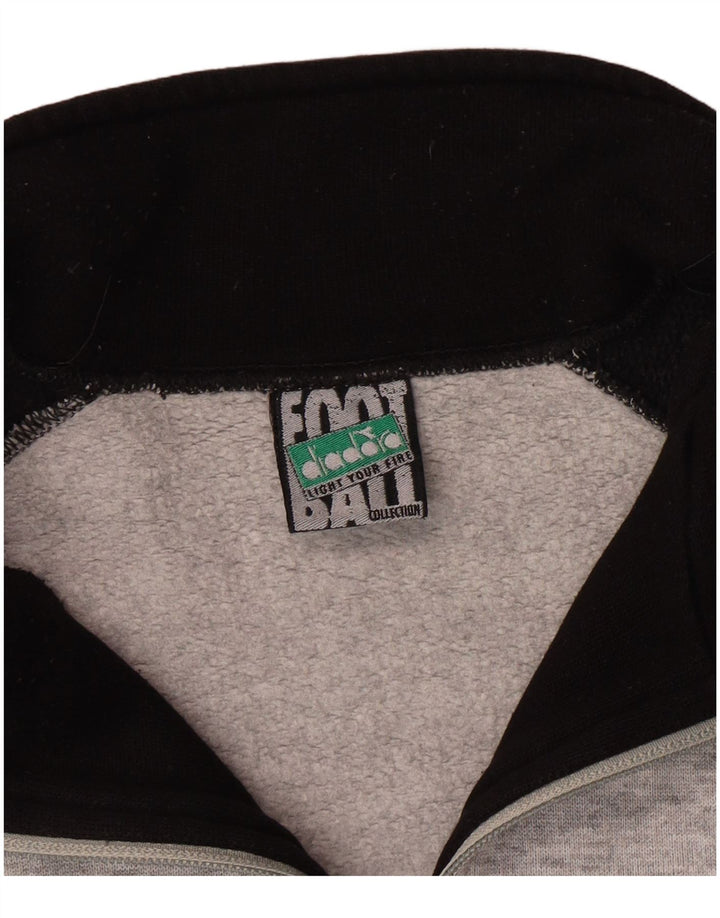 Diadora Mens Zip Neck Sweatshirt Jumper Large Grey Colourblock Cotton