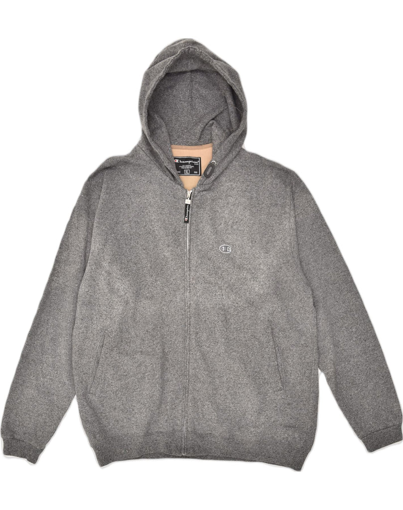 CHAMPION Mens Zip Hoodie Sweater XL Grey Flecked Cotton | Vintage Champion | Thrift | Second-Hand Champion | Used Clothing | Messina Hembry 