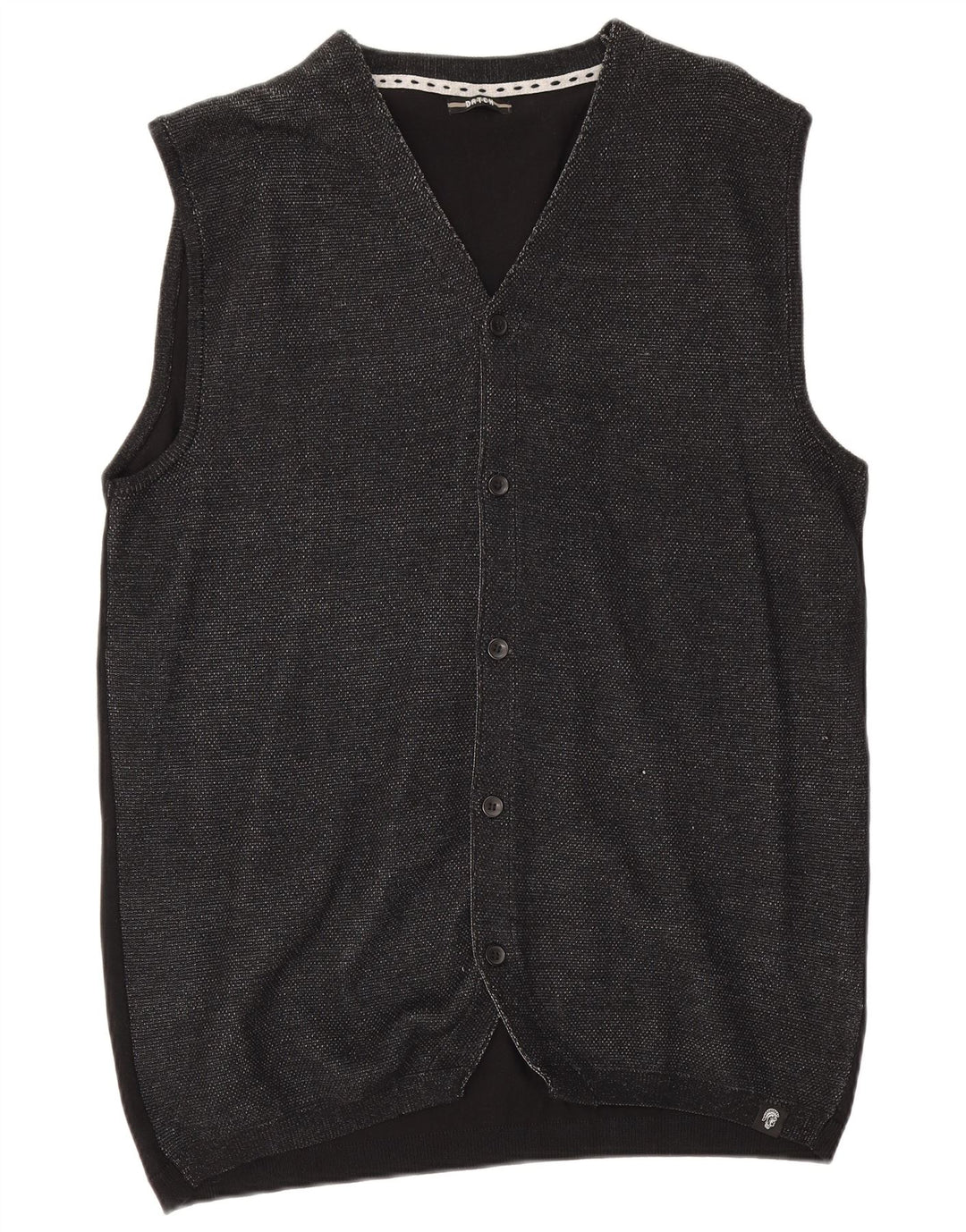 Datch Mens Sleeveless Cardigan Sweater 3XL Black Viscose