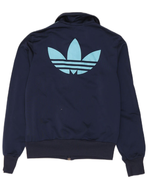 Adidas Womens Graphic Tracksuit Top Jacket EU 38 Medium Navy Blue Polyester