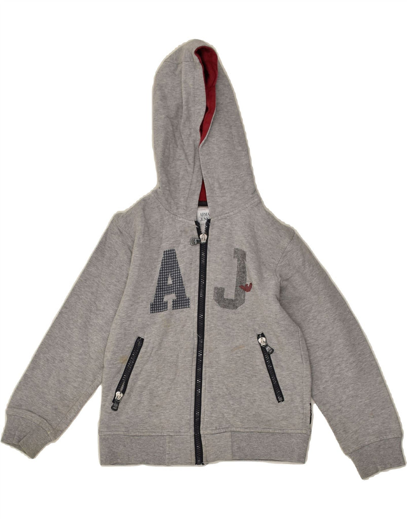 ARMANI JUNIOR Boys Zip Hoodie Sweater 7-8 Years Grey Cotton | Vintage Armani Junior | Thrift | Second-Hand Armani Junior | Used Clothing | Messina Hembry 