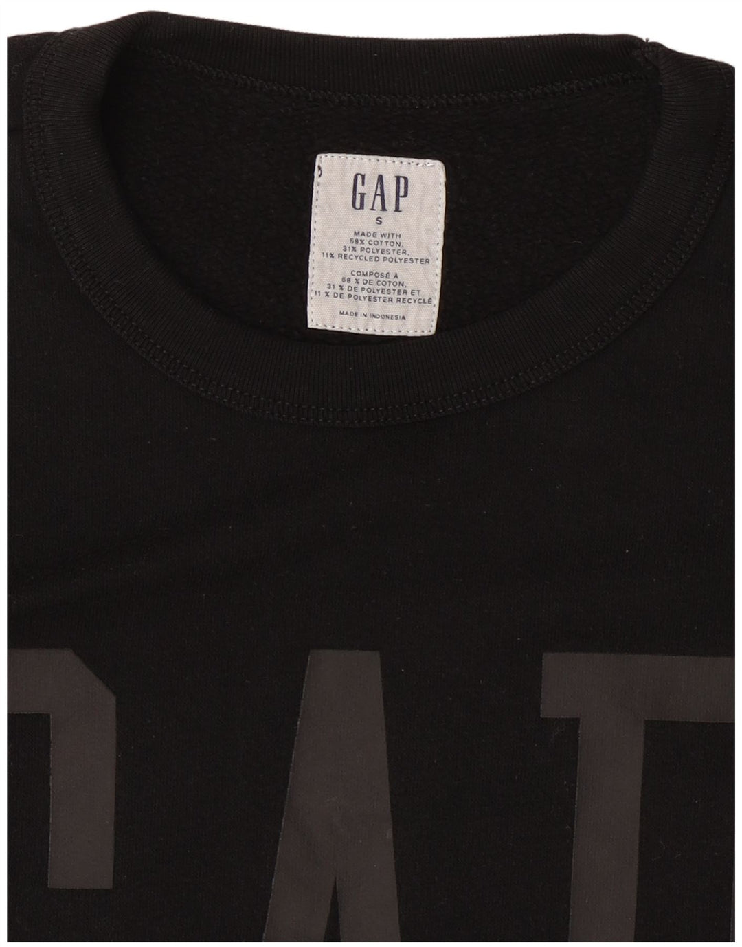 GAP Mens Graphic Sweatshirt Jumper Small Black Cotton
