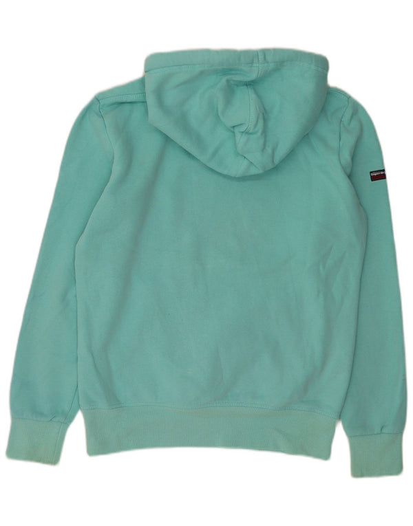 Superdry Womens Graphic Hoodie Jumper UK 14 Medium Turquoise Cotton