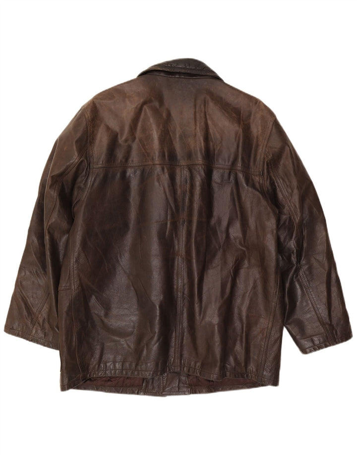 RELISH Mens Leather Jacket UK 40 Large Brown Leather