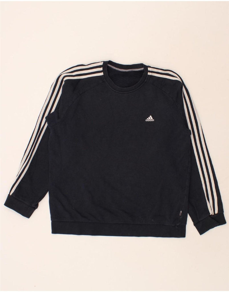 ADIDAS Mens Sweatshirt Jumper Large Navy Blue Cotton Vintage Adidas and Second-Hand Adidas from Messina Hembry 