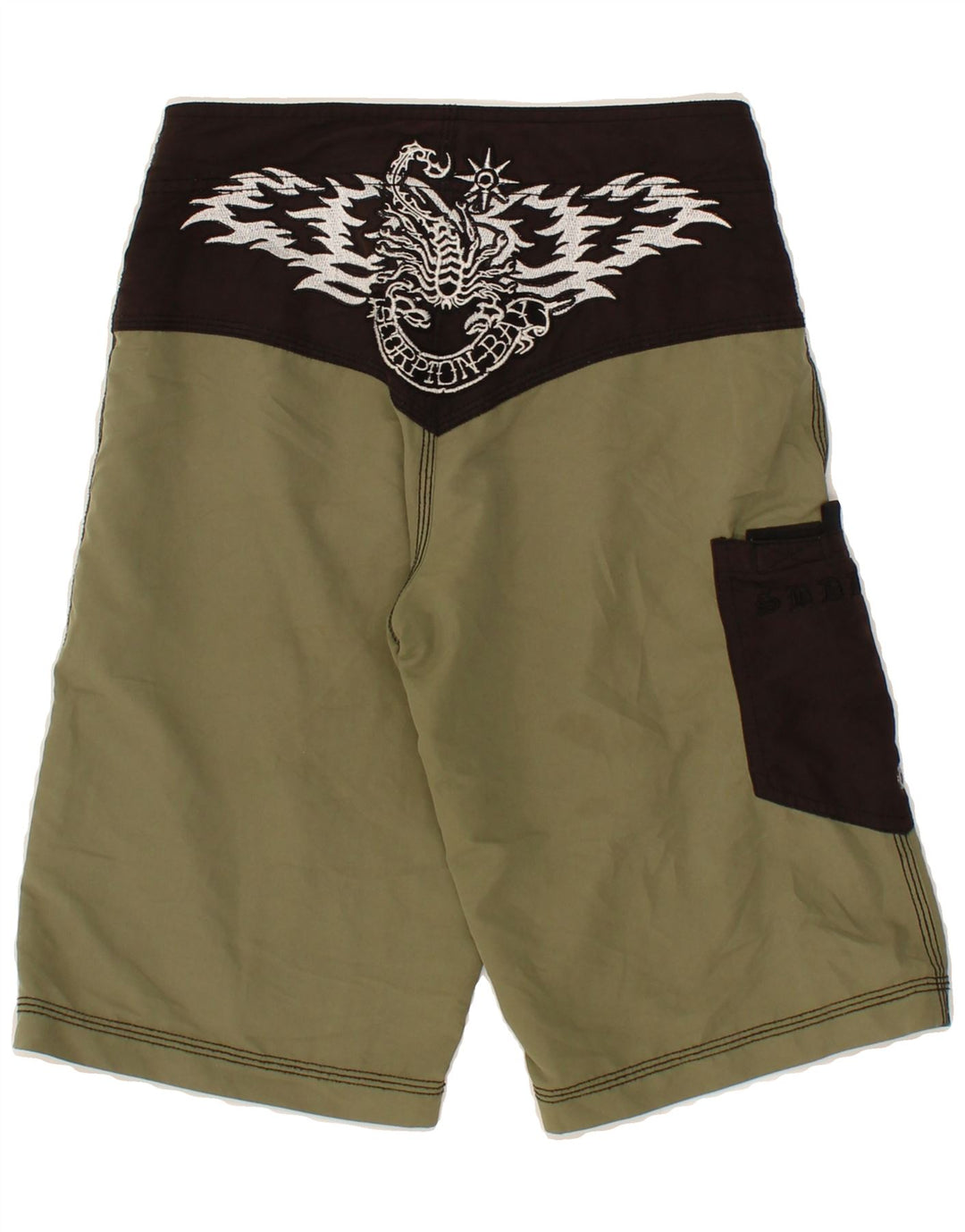 SCORPION BAY Boys Swimming Shorts 13-14 Years Medium Khaki Colourblock Vintage Scorpion Bay and Second-Hand Scorpion Bay from Messina Hembry 